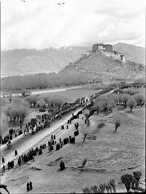 Potala from south west with procession
