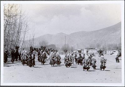 Khampa dancers performing outside Dekyi Lingka