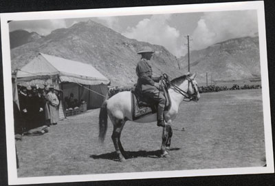 Brigadier Neame inspecting Tibetan troops