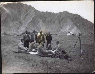 Mission members on a picnic with Tsarong