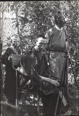 Reting Rinpoche and Norbhu Dhondup with microphone