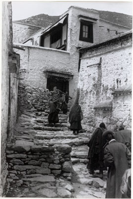 Steep streets in Drepung Monastery