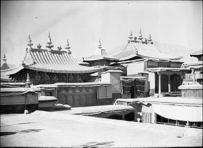 Roof of Potala showing tombs of Dalai Lamas