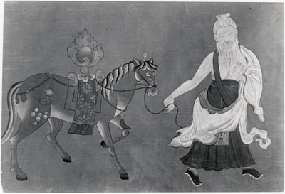 Painting in Norbu Lingka stables