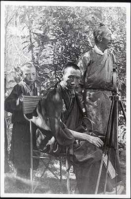 Reting Rinpoche and Norbhu Dhondup with microphone