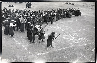Archers competing outside Lhalu