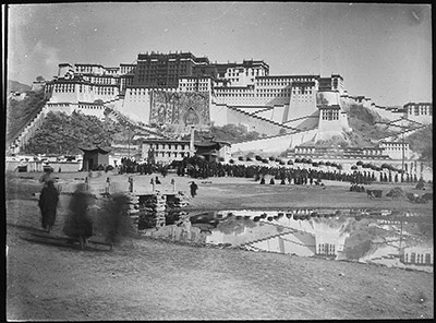 Potala with silk banners during Sertreng procession
