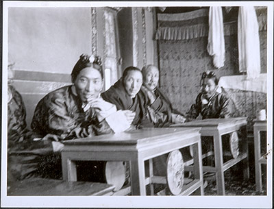 Monk and lay officials at reception