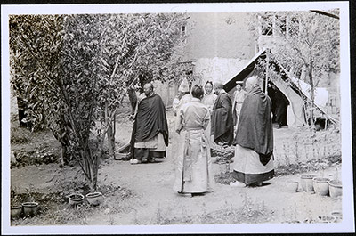 Tibetan lay and monk officials at a party at Dekyi Lingka.