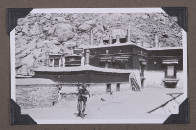 Sikkimese orderly on roof of Sera Monastery