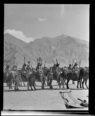 Cavalry wearing ancient armour at Trapshi Tsisher