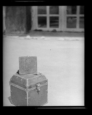 Karmapa's seal on top of a square case at Tsurphu