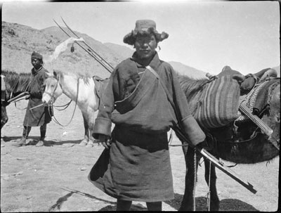 Man with prong gun