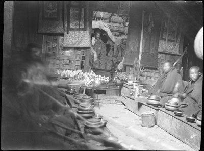 Ceremony inside a monastery, Gyantse