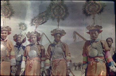 Cavalry members wearing ancient armour at Trapshi