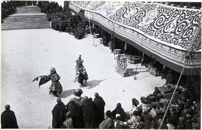 Masked dancers with Hashang at Tse Gutor