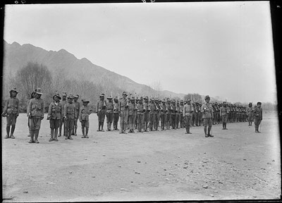 Soldiers of the new army on parade in Lhasa