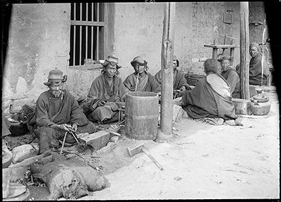 Munitions. Blacksmiths working in the Lhasa Arsenal