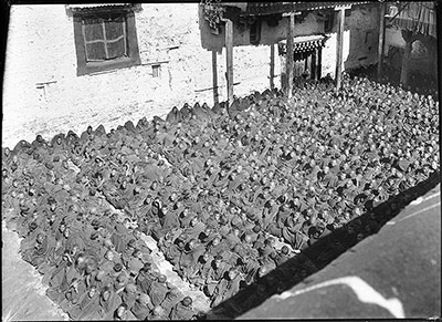 Priests attending service in the Temple at Lhasa