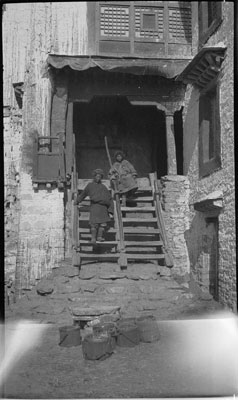 'A wooden ladder is sometimes found.' Staircase at house entrance