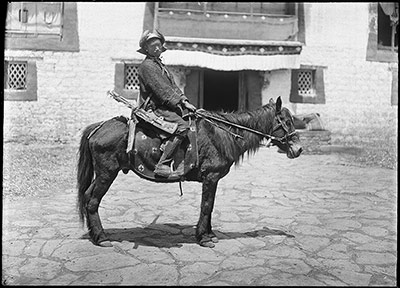 A mounted soldier, old style