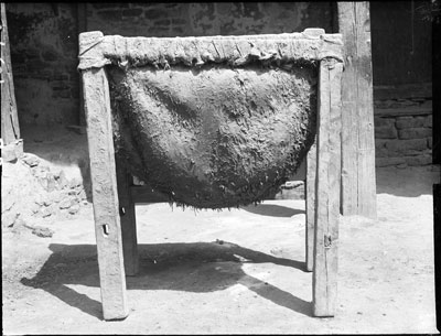 Yak-hide bag containing mustard oil, which the landlord uses in the payment of wages