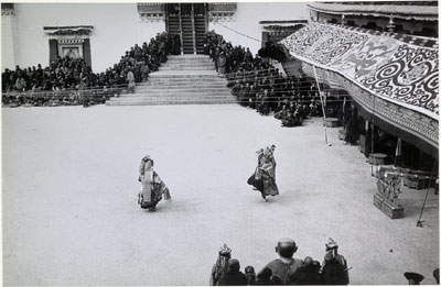 Masked dancers with Hashang at Tse Gutor