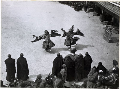 Masked dancers with Hashang at Tse Gutor