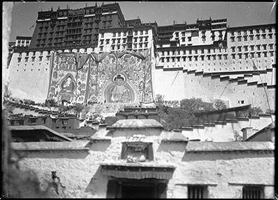 Embroidered Sertreng banners on the Potala Palace