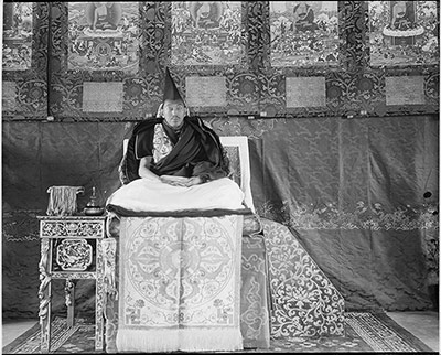 The Thirteenth Dalai Lama on  throne in Norbu Lingka
