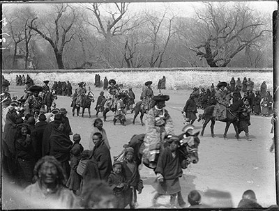 Old time cavalry in procession in Lhasa