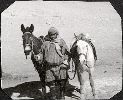 Syce with horse and mule on the Kambala Pass