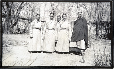 Tibetan Cabinet and Tsarong in the garden of Dekyi Lingka