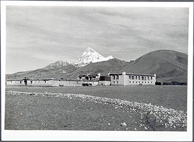 Phari rest house with Mount Chomolhari in background