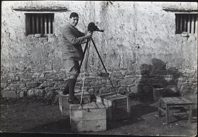 Chapman using a cine camera in Dekyi Lingka