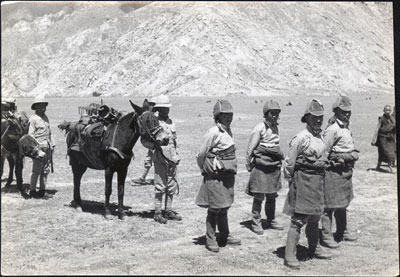 Tibetan soldiers in old-style uniform