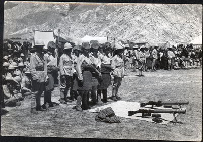 Tibetan soldiers in different uniforms