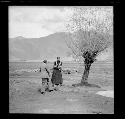James Guthrie and Lobsang Samten beside a willow tree