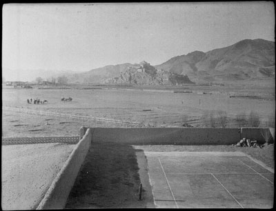 Dzong and tennis court from Gyantse Fort