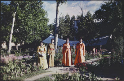Four Tsipon officials in the garden of Dekyi Lingka